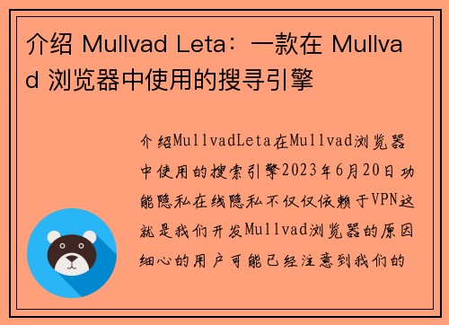 介绍 Mullvad Leta：一款在 Mullvad 浏览器中使用的搜寻引擎 